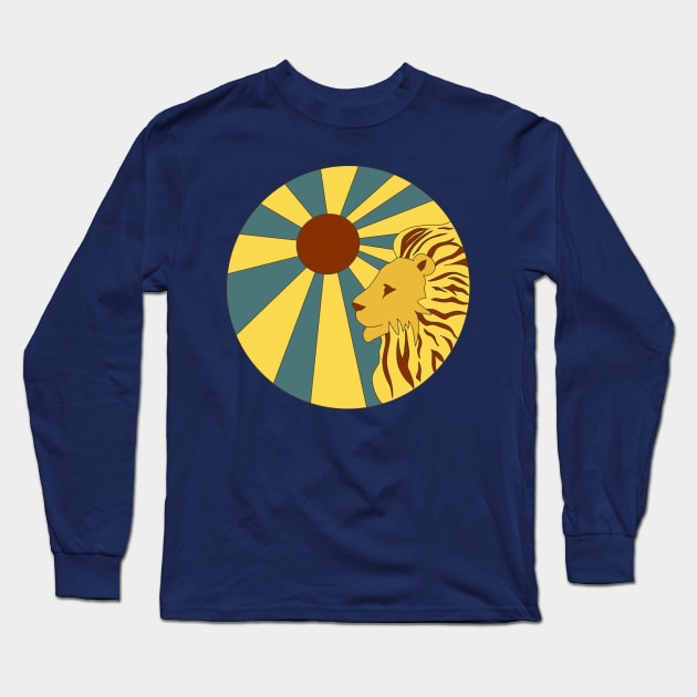 Retro Lion in the Suns Rays Long Sleeve T-Shirt by ErinaBDesigns